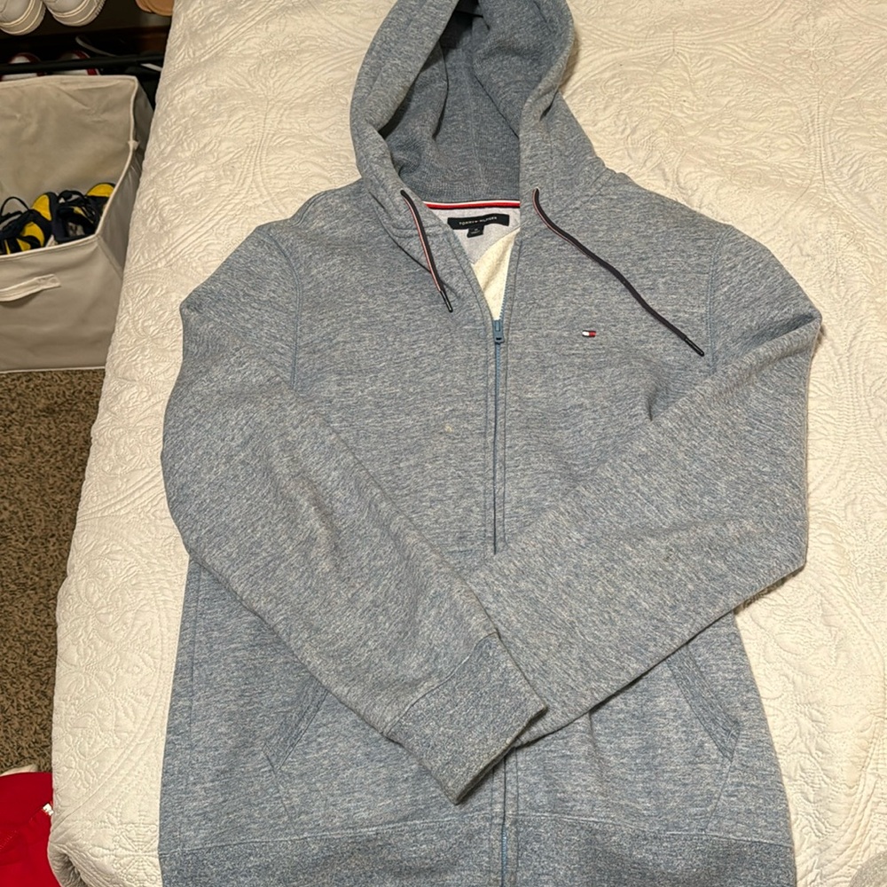 Jersey blue color, zip down